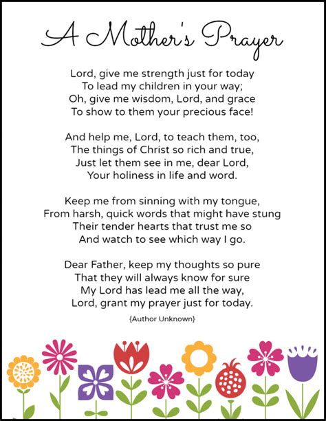 A Mothers Prayer Free Printable Live Called Prayer For Mothers