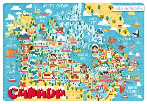 Canada independent country in north america detailed profile, population and facts. Canada Illustrated Map - Liv Wan Illustration Map ...