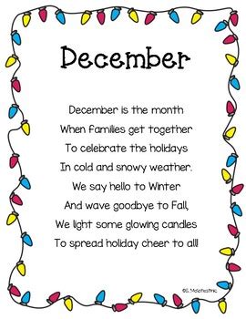 December Poem Printable by Ms Mal's Munchkins | Teachers Pay Teachers