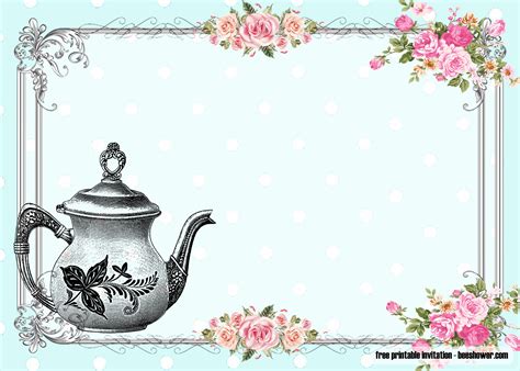 vintage tea party baby shower invitations