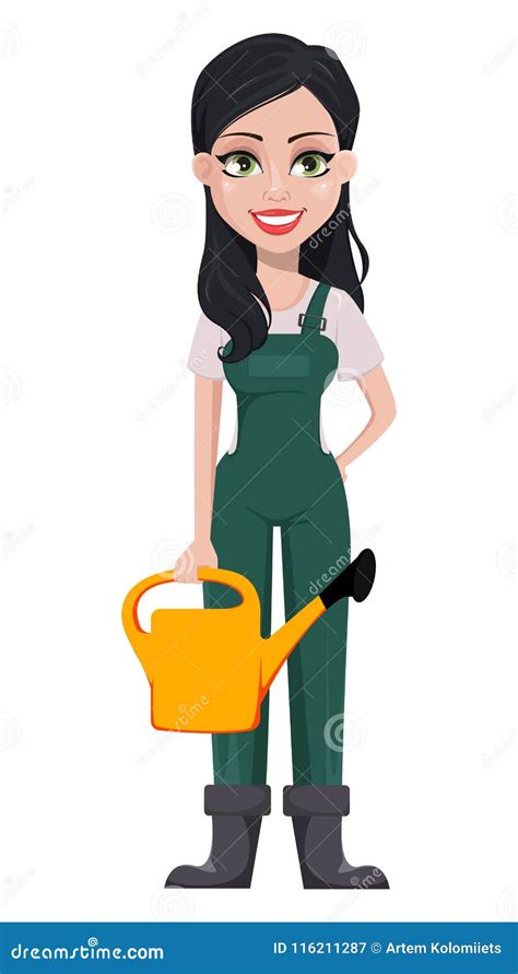 Gardener Woman Cartoon Character In Uniform Stock Vector