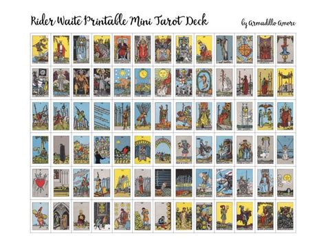 Digital Rider Waite Mini 11 Inch Tall Tarot Deck Printable Etsy