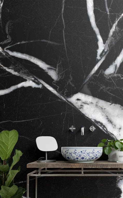 Black And White Cracked Marble Effect Wallpaper Mural Hovia Marble