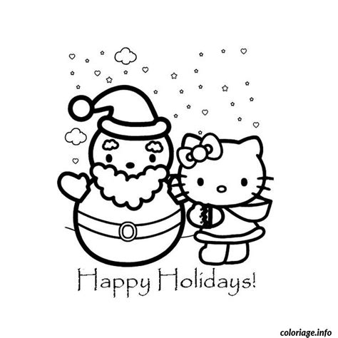 coloriage de noel de hello kitty