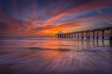 Sunset At The Manhattan Beach California Pier Photograph By Daniel