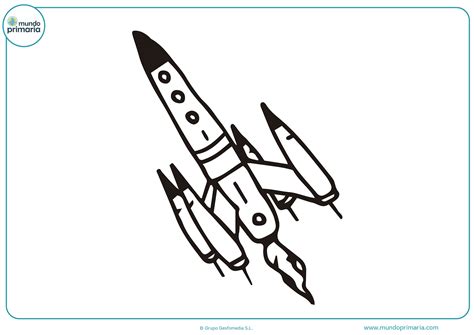 Pinta y colorea este dibujo de un cohete aeroespacial. Dibujos de cohetes para colorear - Mundo Primaria