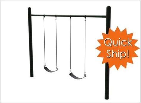 A Swing Set With Two Swings And The Words Quick Ship On Its Side
