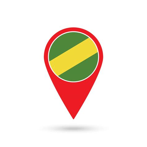 Map Pointer With Department Of Madre De Dios Flag Peru Vector