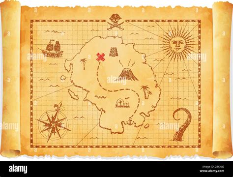 Old Pirate Treasure Map Vector Illustration Stock Vector Image Art Alamy