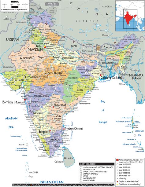 Editable Political Map Of India C