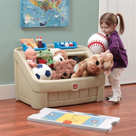 2 In 1 Toy Box And Art Lid Tan Kids Toy Box In 2021 Kids Toy Boxes