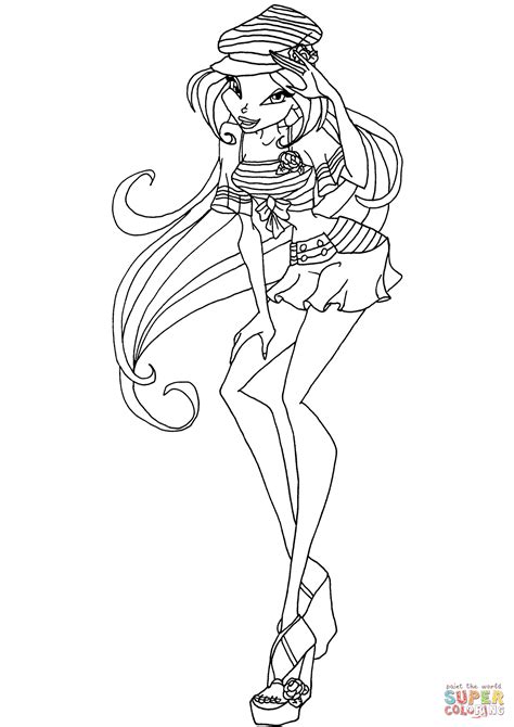 Winx Club Flora Coloring Page Free Printable Coloring Pages