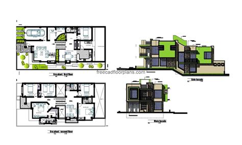Modern Two Storey House Autocad Plan Free Cad Floor Plans The Best