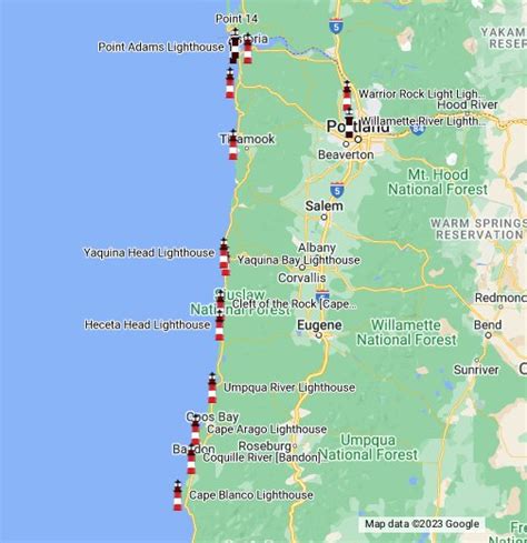 Map Of Oregon Lighthouses Hiking In Map