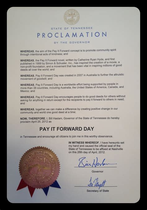 Get last will templates & eliminate errors. Obtain a Proclamation — Pay It Forward Day