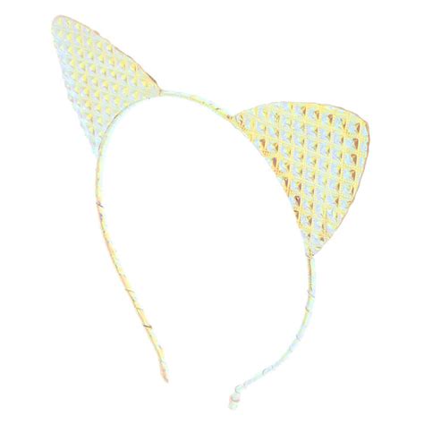 Holographic Quilted Cat Ears Headband Claires Us