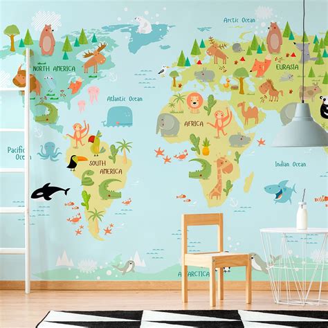 World Map No 4 Wall Mural Print 41 Orchard