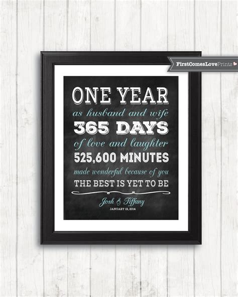Find the perfect 1st anniversary gift for her on gifts.com and set the bar high for future anniversary celebrations. Chalkboard Style First Anniversary Gift for Husband for Wife