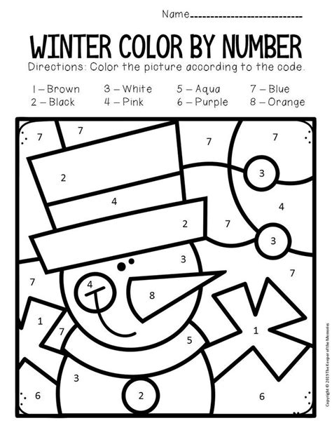 Color By Number Winter Preschool Worksheets Winter Kindergarten