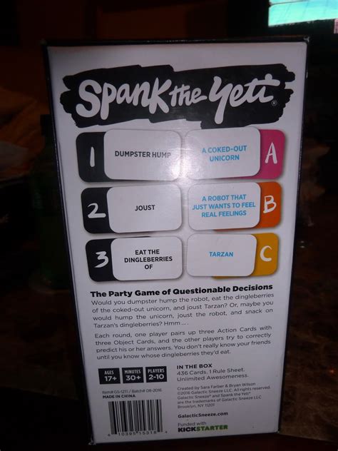 Spank The Yeti A Party Game Of Questionable Decisions Game Review ~ Words From The Master