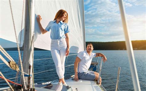 Joyful Couple Sailing Having Fun On Yacht Enjoying 2021 07 30 04 37 24