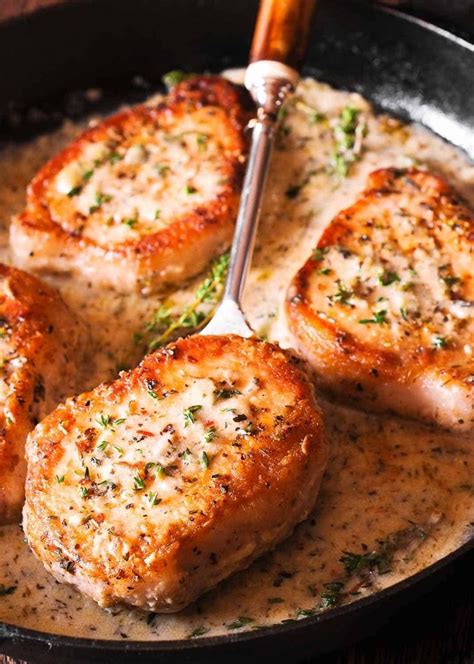 Usually, baked pork chop recipes lack caramelisation. Boneless Pork Chops in creamy white wine sauce are cooked ...
