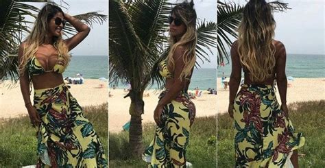 Nana Magalhães mulher de Tiririca esbanja boa forma em praia no Rio
