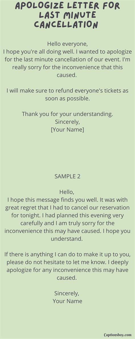 Apologize Letter For Last Minute Cancellation 10 Samples