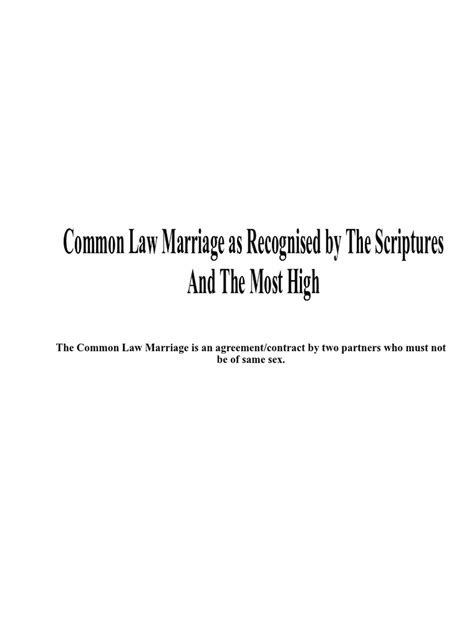 Common Law Marriage As Recognised By The Scriptures And The Most High Pdf Marriage Baptism