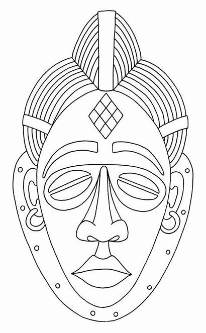 African Mask Coloring Masks Pages Printable Template