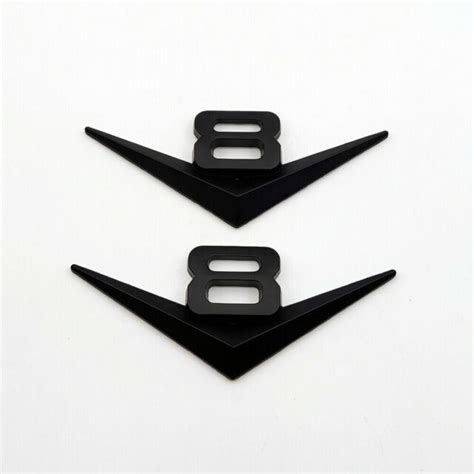 2x Black V8 Logo Car Emblem V 8 Engine Badge 3d Metal Sticker Sport