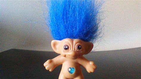 Vintage Treasure Troll Doll Blue Hair Blue Heart Jewel Etsy