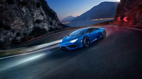 Download Wallpaper 1920x1080 Lamborghini Huracan Blue Supercar Speed