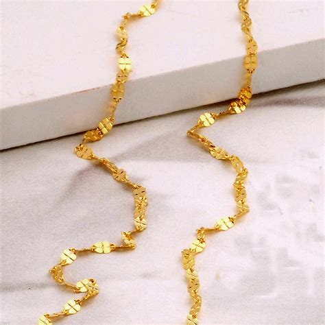 New Fine Solid Au750 18k Yellow Gold Woman Clover Link Chain Necklace
