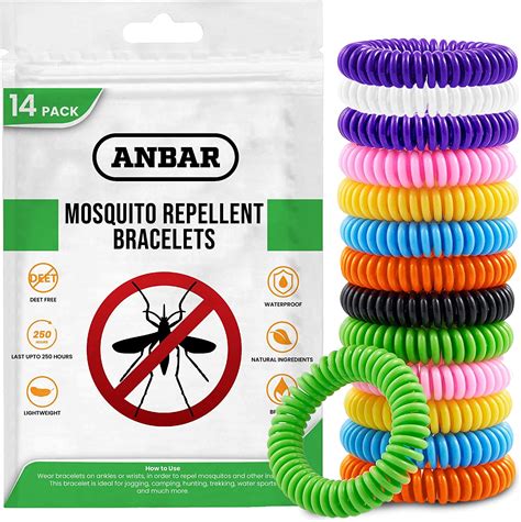 Anbar Mosquito Repellent Bracelets Bands For Adults And Kids 14 Pack