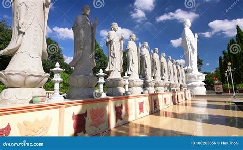 Buddha Statues In Alignment Lead To Lord Buddha Statue Shining In
