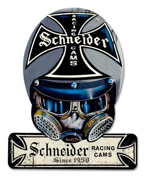 Retro Schneider Cams Helmet Helmet Metal Sign 15 X 12 Inches