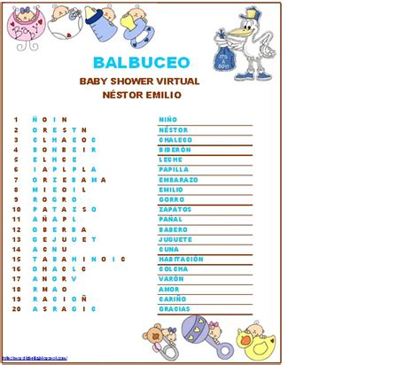 Otro gran clásico para baby shower muy divertido. Juegos Para Baby Shower Gratis Imprimibles Con Respuestas ...