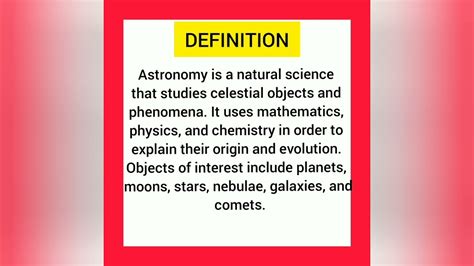 Astronomy Definition And Branches Of Astronomy Youtube