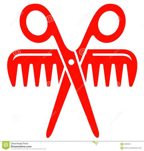 Scissors With Comb Red Icon Stock Illustration Image 62698641