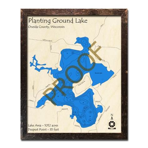 Planting Ground Lake Wi Wood Map 3d Nautical Wood Charts And Home Decor