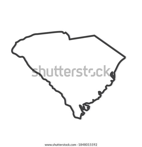 Black Outline Map South Carolina Us Stock Vector Royalty Free