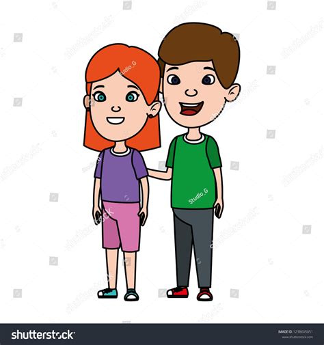 Cute Little Kids Couple Stock Vector Royalty Free 1238605051