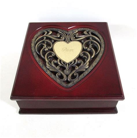 Jewelry Box Vintage Wood Heart Shaped Embellishment Etsy Wood