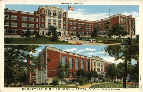 Roosevelt High School Dayton Ohio Postcard