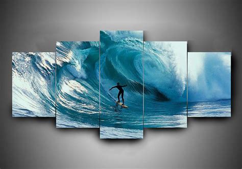 Surfing Sport 5 Panel Canvas Art Wall Decor Canvas Storm