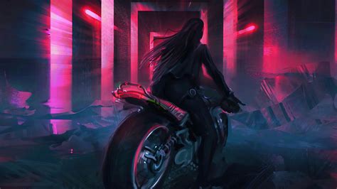 Desktop Wallpaper Biker Girl Game Art Hd Image Picture Background