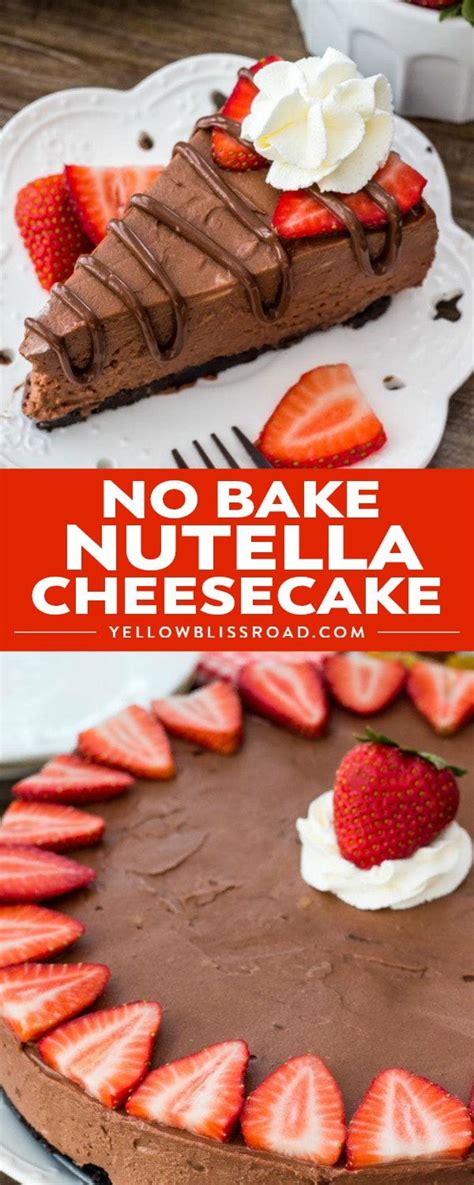 No Bake Nutella Cheesecake Recipe Nutella Recipes Baking
