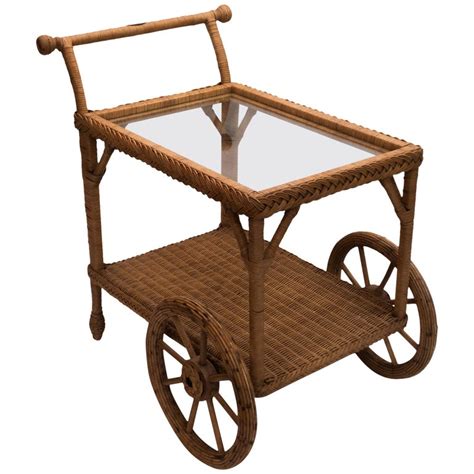 Vintage Smithsonian Collection Henry Link Wicker Bar Or Tea Cart At 1stdibs