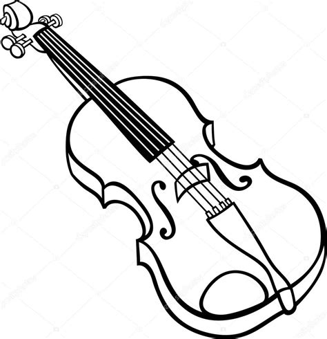 Página Para Colorear Ilustración De Dibujos Animados De Violín Vector